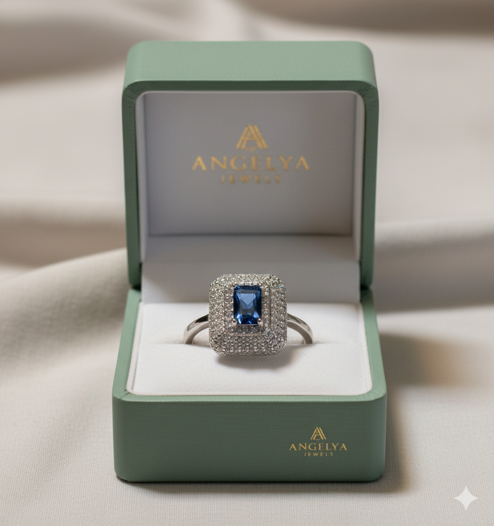 Anello Argento Blu